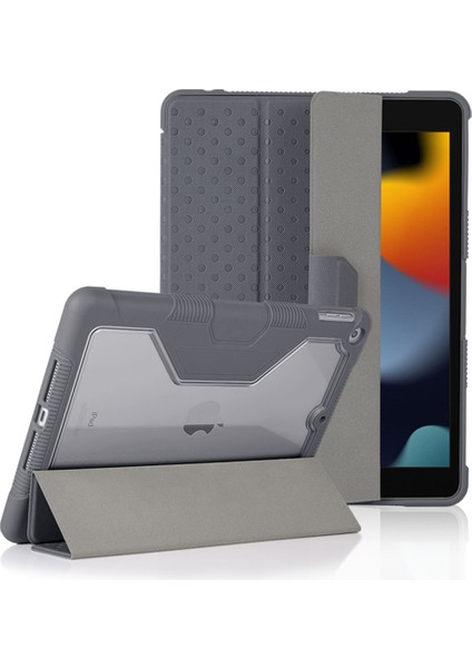 iPad 10.2 (2019 2020 2021) Üç Katlı Stand Kalem Yuvası Tpu Pc Tablet Kılıfı (Yurt Dışından)