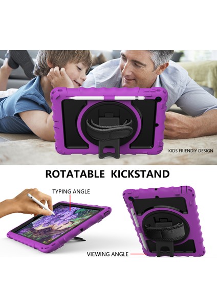 iPad 10.2 (2019 2020 2021) Döner Tekme Standı Silikon Pc Tablet Kılıfı (Yurt Dışından)