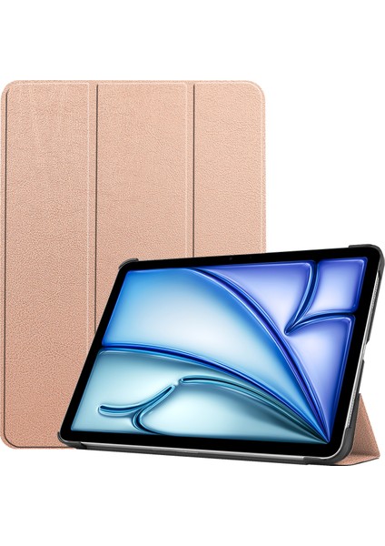 iPad Air 13 (2024) Otomatik Uyandırma uyku Üçe Katlanmış Stand Deri Tablet Kılıfı (Yurt Dışından)