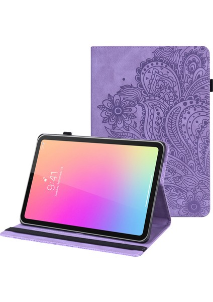 Baskılı Çiçek Tam Koruma Otomatik Uyandırma ve Uyku Standı Tamı Apple iPad Mini 6 (2021) Kart Yuvalı Deri Tablet Kılıfı (Yurt Dışından)