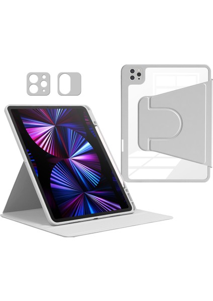 iPad Pro 12.9 (2022 2021 2020 2018) Pu Deri Akrilik Tpu Lens Korumalı Tablet Kılıfı (Yurt Dışından)