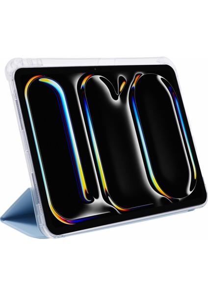 iPad Pro 11 (2024) Üç Katlı Stand Pu Deri Kalem Yuvalı Tpu Tablet Kılıfı (Yurt Dışından)