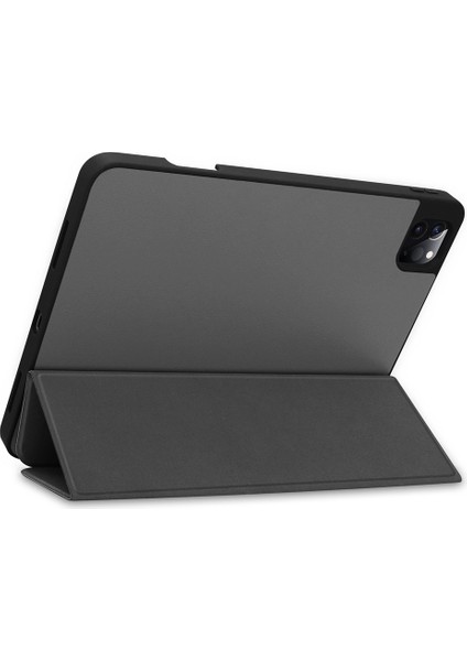 Sabit Üç Katlı Stand Standı Deri iPad Pro 11 Inç (2021) Kalem Yuvalı Akıllı Kabuğu Tablet Kılıfı (Yurt Dışından)