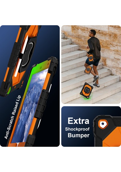 iPad 10.2 (2019 2020 2021) Omuz Askılı Döner Saplı Çocuk Dostu Turuncu Tablet Kılıfı (Yurt Dışından) modelleri