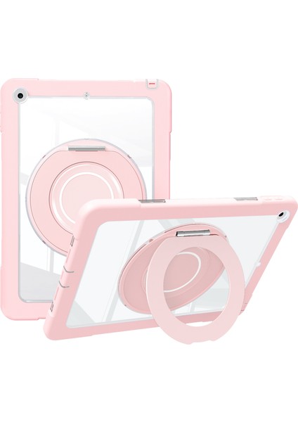 iPad 10.2 (2019 2020 2021) Dönebilen Halka Standı Pc Silikon Tablet Kılıfı (Yurt Dışından)