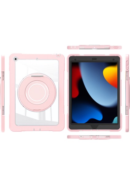 iPad 10.2 (2019 2020 2021) Dönebilen Halka Standı Pc Silikon Tablet Kılıfı (Yurt Dışından)