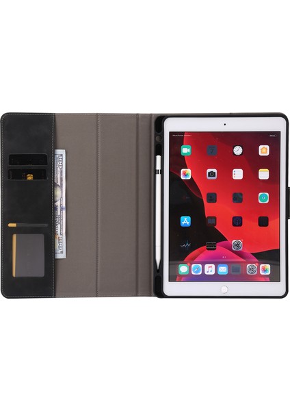iPad 10.2 (2019 2020 2021) Cüzdan Buzağı Dokusu Kalemli Yuvası Tablet Kılıfı (Yurt Dışından)