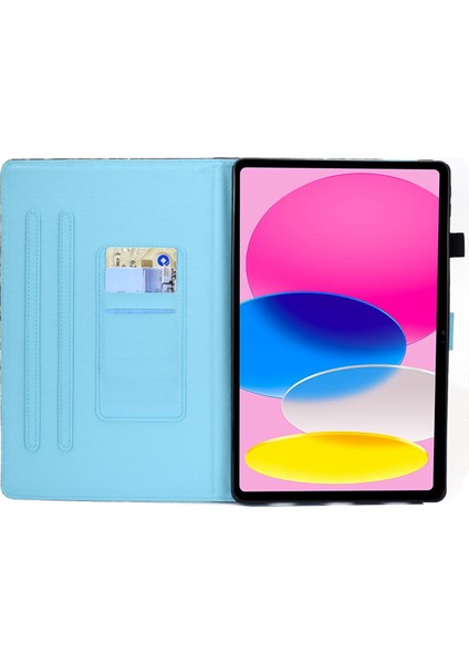 iPad 10.9 (2022) IPAD Desen Baskı Ayarlanabilir Stand Tam Koruma Dikiş Hattı Pu Deri Kart Yuvası Tutucu Tablet Kılıfı (Yurt Dışından)