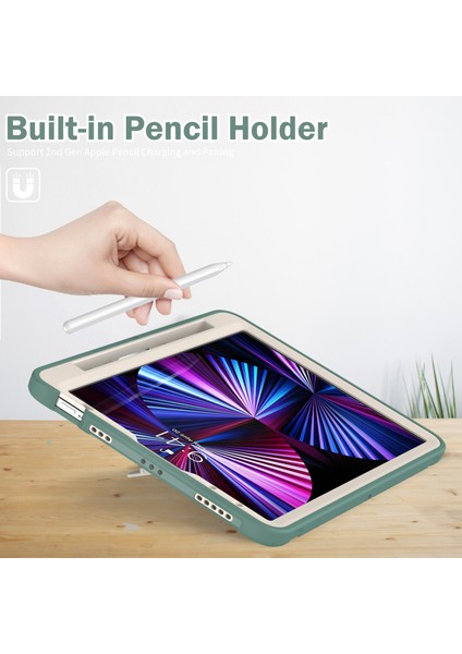 360° Dönebilen Tekme Standı Pc Tpu iPad Pro 11 (2022 2021 2020) Kalem Yuvası ve El Kayışı ile Kabuğu Tablet Kılıfı (Yurt Dışından)
