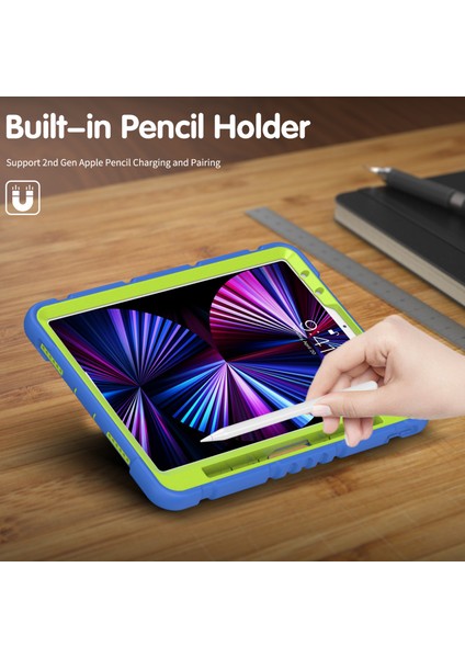 iPad Pro 11 limon Stylus Kalemli Manyetik Eşleştirme ve Şarj Fonksiyonlu Hibrit Tamı Tablet Kılıfı (Yurt Dışından)