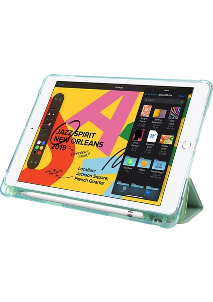 iPad 10.2 (2019 2020 2021) Deforme Edilebilir Stand Deri Akıllı Kabuğu Tablet Kılıfı (Yurt Dışından)