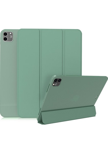 iPad Pro 11 Inç (2021) Otomatik Uyandırma uyku Üçe Katlanmış Stand Tpu Deri Koruyucu Gece Yarısı i Tablet Kılıfı (Yurt Dışından)