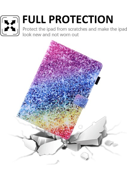 iPad 10.9 (2022) IPAD 10. Nesil Desen Baskı Standı Çapraz Doku Pu Deri Kart Tutucu Kalem Döngü Tutucu Tablet Kılıfı (Yurt Dışından)