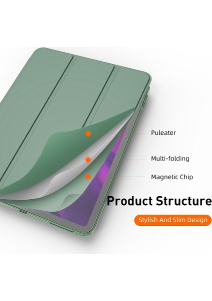 iPad Pro 11 Inç (2021) Otomatik Uyandırma uyku Üçe Katlanmış Stand Tpu Deri Koruyucu Matcha Tablet Kılıfı (Yurt Dışından)