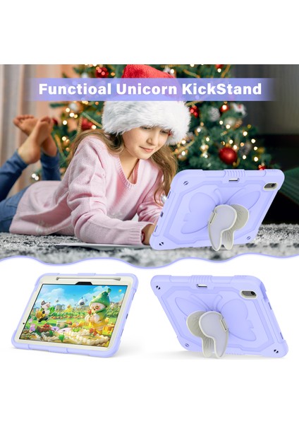 iPad Air 11 (2024) Omuz Askılı Silikon Pc Kanatları stand Bej Tablet Kılıfı (Yurt Dışından) fiyatları