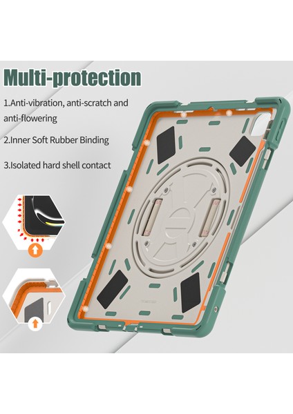 iPad Pro 11 (2024) 360 Derece Döner El Askısı Tpu Pc Silikon Standı Zümrüt i Tablet Kılıfı (Yurt Dışından)