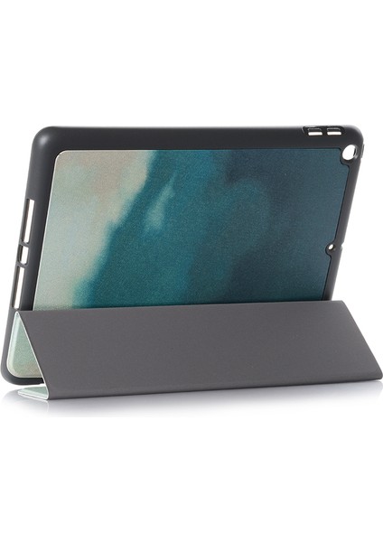 Desen Baskı Deri Stand Koruyucu iPad 10.2 Kalem Yuvası (2019 2020 2021) bej Tablet Kılıfı (Yurt Dışından)