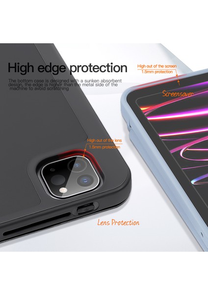 iPad Pro 11 (2020 2021 2022) Pu Deri Tpu Üç Katlı Stand Kalem Yuvası Lavanta Tablet Kılıfı (Yurt Dışından)