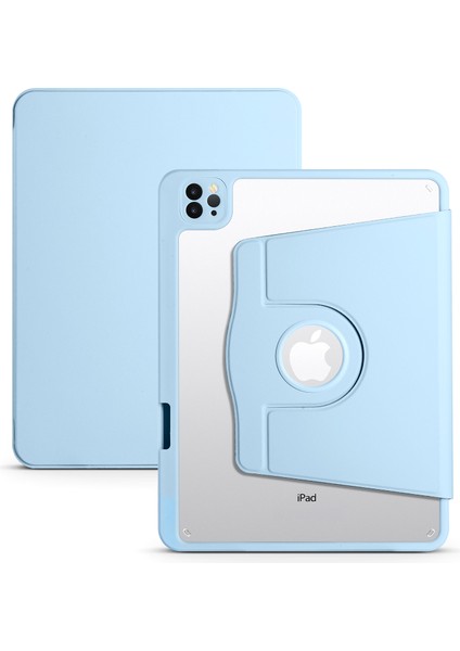iPad Pro 12.9 Inç Pu Deri Döner Tekme Standı Kalem Tutucu ile Akrilik Tablet Kılıfı (Yurt Dışından)