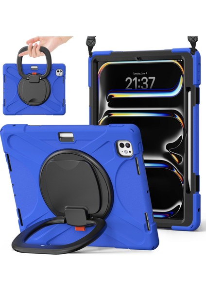 iPad Pro 13 (2024) Omuz Askılı Tpu Pc Silikon Standı Tablet Kılıfı (Yurt Dışından)