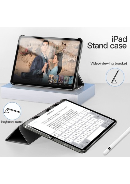 iPad 10.9 (2022) Pu Deri Mat Sert Pc Üç Katlı Stand Desteği Otomatik Uyandırma uyku Tablet Kılıfı (Yurt Dışından)