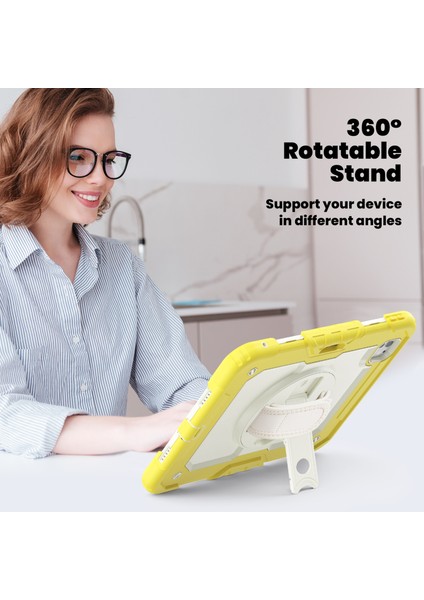 iPad Pro 11 (2024) El Kayışı Tekme Standı Pc Omuz Askılı Silikon Ekran Filmi Bej Tablet Kılıfı (Yurt Dışından)