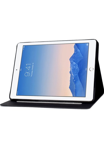 iPad Air (2013) AIR 2 Sığır Derisi Doku Pu Deri Folio Çevirin Iyi Koruma Kart Tutuculu Stand Tablet Kılıfı (Yurt Dışından)