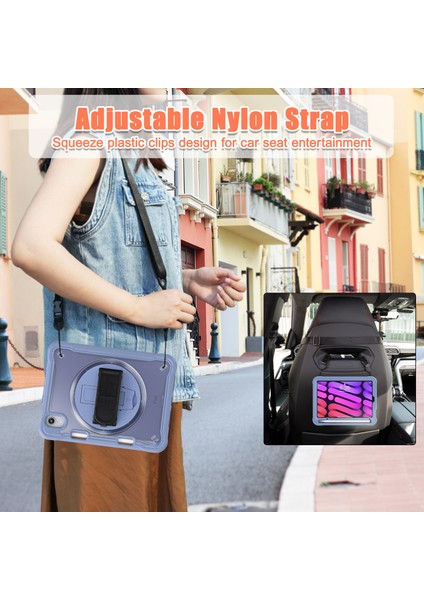 iPad Mini (2021) Pc Tpu Omuz Askılı el Askılı Stand Lavanta Tablet Kılıfı (Yurt Dışından)