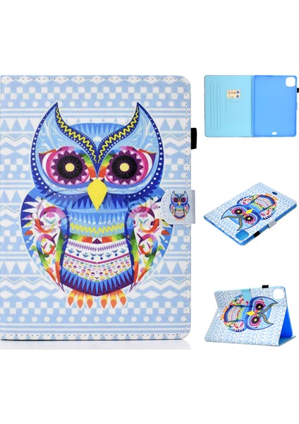 Desen Baskı Deri Kart Tutucu iPad Pro 11 Inç (2021) AIR 11 (2024) OWL Kabuğu Tablet Kılıfı (Yurt Dışından)
