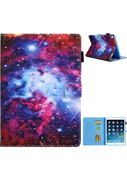 Desenli Deri Stand iPad 9 7 Inç (2017 2018) Smart Cosmos Tablet Kılıfı (Yurt Dışından)