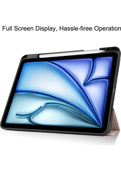 iPad Air 11 (2024) Üç Katlı Stand Koruyucu Kalem Yuvası Tablet Kılıfı (Yurt Dışından)