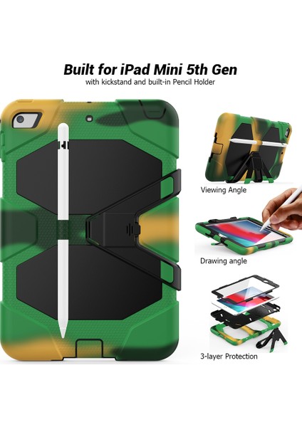 iPad Mini 4 mini (2019) 7.9 Inç Stand Ekran Koruyucu Kamuflaj Tablet Kılıfı (Yurt Dışından) fiyatları