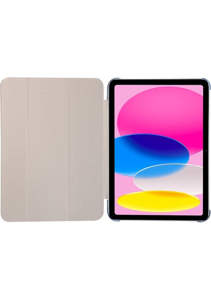 iPad 10.9 (2022) Ipek Doku Koruyucu Pu Deri Pc Üç Katlı Stand Damla Korumalı Tablet Kılıfı (Yurt Dışından)