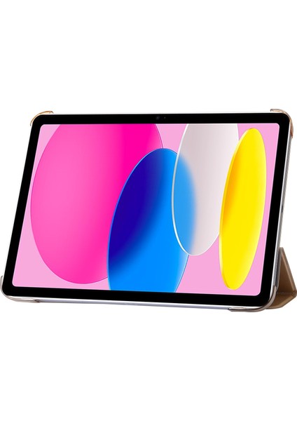 iPad 10.9 (2022) Ipek Doku Koruyucu Pu Deri Pc Üç Katlı Stand Damla Korumalı Tablet Kılıfı (Yurt Dışından)