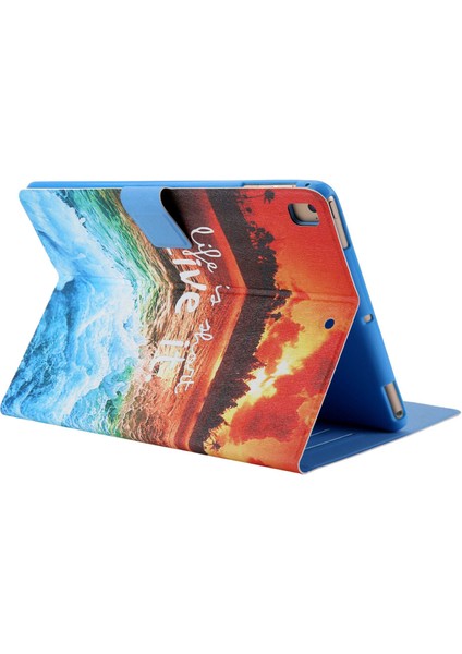 Desen Baskı Kartı Yuvası iPad 10.2 Deri (2019 2020 2021) SEASIDE Sunset Tablet Kılıfı (Yurt Dışından)
