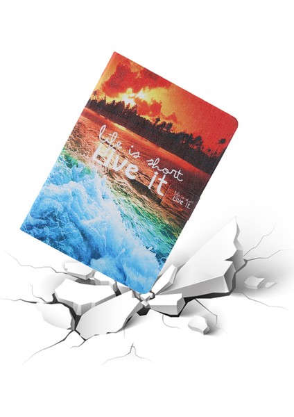 Desen Baskı Kartı Yuvası iPad 10.2 Deri (2019 2020 2021) SEASIDE Sunset Tablet Kılıfı (Yurt Dışından)
