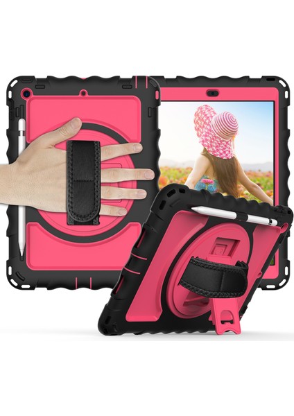 Pc Tpu Hibrit 360 Derece Dönebilen Tekme Standlı iPad 10.2 El Askısı ve Omuz Askısı (2019 2020 2021) Tablet Kılıfı (Yurt Dışından)
