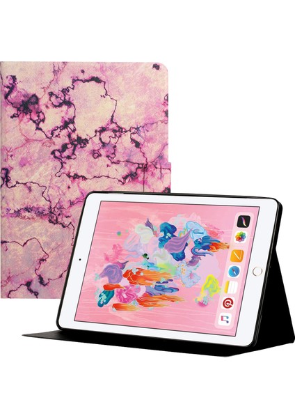 Desen Baskı Deri iPad 10.2 (2019 2020 2021) Folio Smart Kart Tutuculu Stand Mermer Tablet Kılıfı (Yurt Dışından)