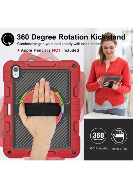 iPad Air 11 (2024) Dönebilen Tekme Standı Silikon Omuz Askılı Pc Tablet Kılıfı (Yurt Dışından)
