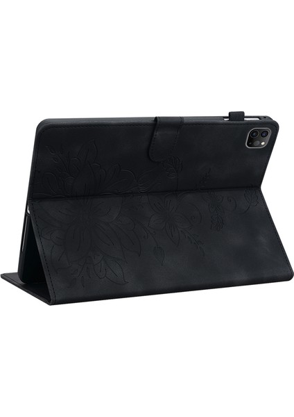 iPad Pro 11 Inç (2018 2020 2021 2022) AIR 11 (2024) Zambak Çiçeği Tamlı Stand Tablet Kılıfı (Yurt Dışından)