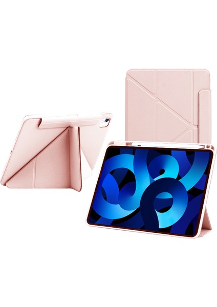 iPad Air 11 (2024) Origami Standı Pu Deri 360 Derece Dönebilen Tablet Kılıfı (Yurt Dışından)