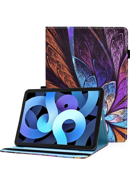 iPad Pro 11 Inç (2022 2021 2020 2018) AIR 11 (2024) RENKLI Çiçek Kart Yuvalı Tablet Kılıfı (Yurt Dışından)