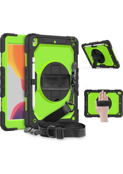 iPad 10.2 (2020 2019) 360°DÖNEBILEN Tekme Standı Pc Silikon El Askısı Omuz Askılı Koruyucu Tablet Kılıfı (Yurt Dışından)