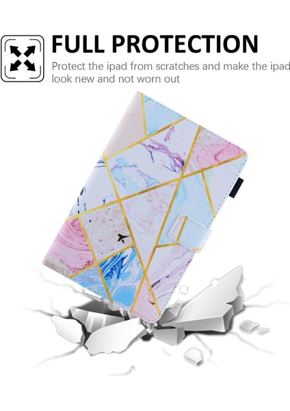 iPad 10.9 (2022) IPAD 10. Nesil Çizilmez Pu Deri Çapraz Doku Desen Baskı Kartı Tutucu Standı Manyetik Toka Tablet Kılıfı (Yurt Dışından)