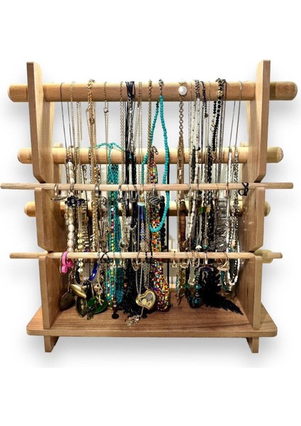 Ceren Wooden Ahşap El Yapımı Takı Kolye Yüzük Saat Standı Rafı Handmade Organizer Portatif