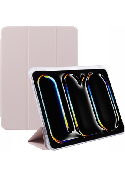 iPad Pro 11 (2024) Üç Katlı Stand Pu Deri Tpu Kalem Yuvası Tablet Kılıfı (Yurt Dışından)