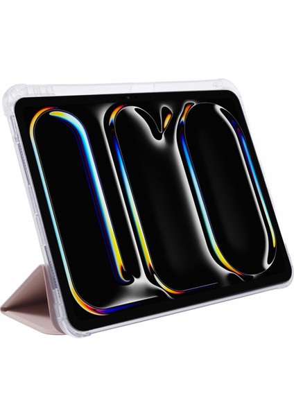 iPad Pro 11 (2024) Üç Katlı Stand Pu Deri Tpu Kalem Yuvası Tablet Kılıfı (Yurt Dışından)