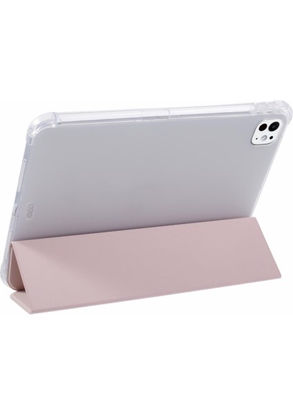 iPad Pro 11 (2024) Üç Katlı Stand Pu Deri Tpu Kalem Yuvası Tablet Kılıfı (Yurt Dışından)