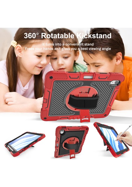 iPad Air 11 (2024) Dönebilen Tekme Standı Silikon Omuz Askılı Pc Tablet Kılıfı (Yurt Dışından)