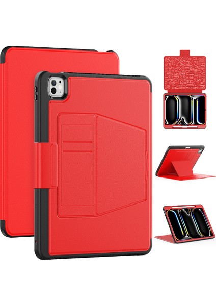 iPad Pro 13 (2024) Stil B Stand Pc Tpu Pu Kart Yuvalı Tablet Kılıfı (Yurt Dışından)